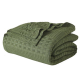 100% Cotton Waffle Weave Blanket, Lightweight & Breathable Woven Bedding
