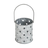 Votive Candle Holder w/ Punched Stars Galvanized 3.75x3.25x3.25