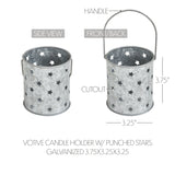 Votive Candle Holder w/ Punched Stars Galvanized 3.75x3.25x3.25