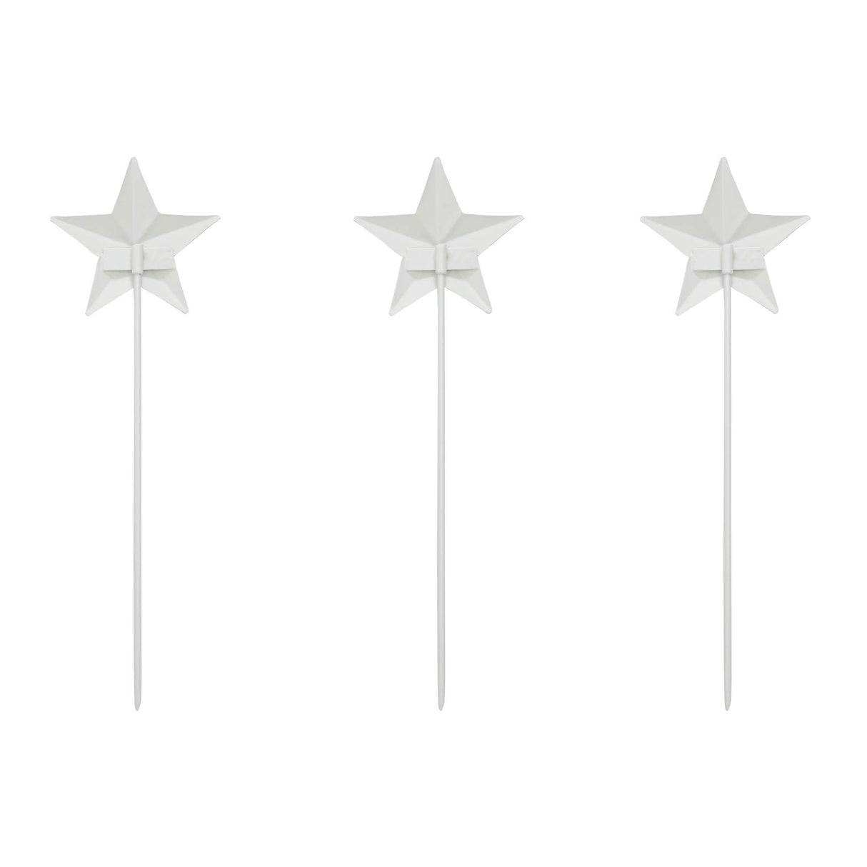 Painted Metal American Flag Theme Star on Pick Set of 3 12x3.5