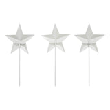Painted Metal American Flag Theme Star on Pick Set of 3