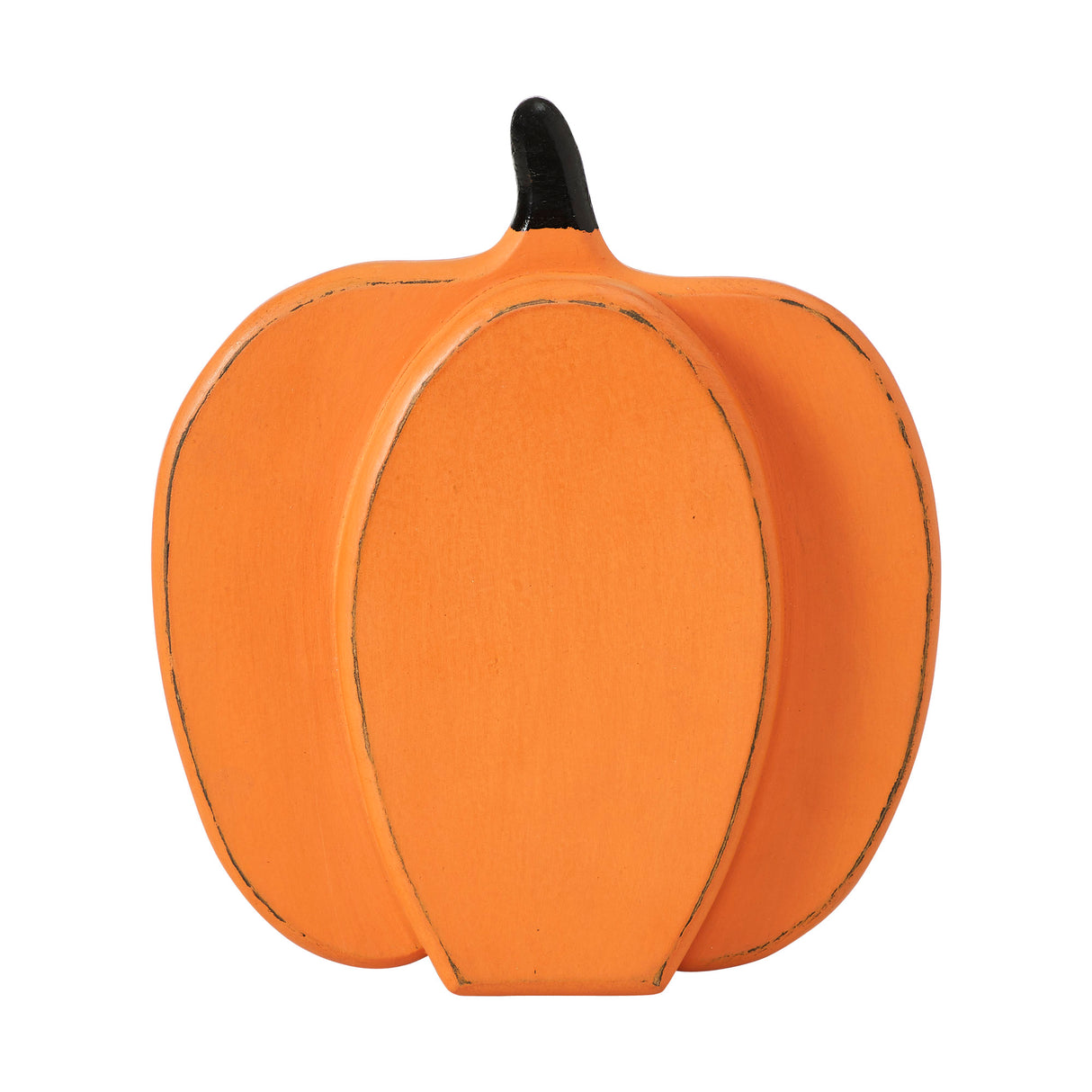 Short Orange Wooden Pumpkin 9x8x2