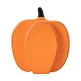 Short Orange Wooden Pumpkin 9x8x2