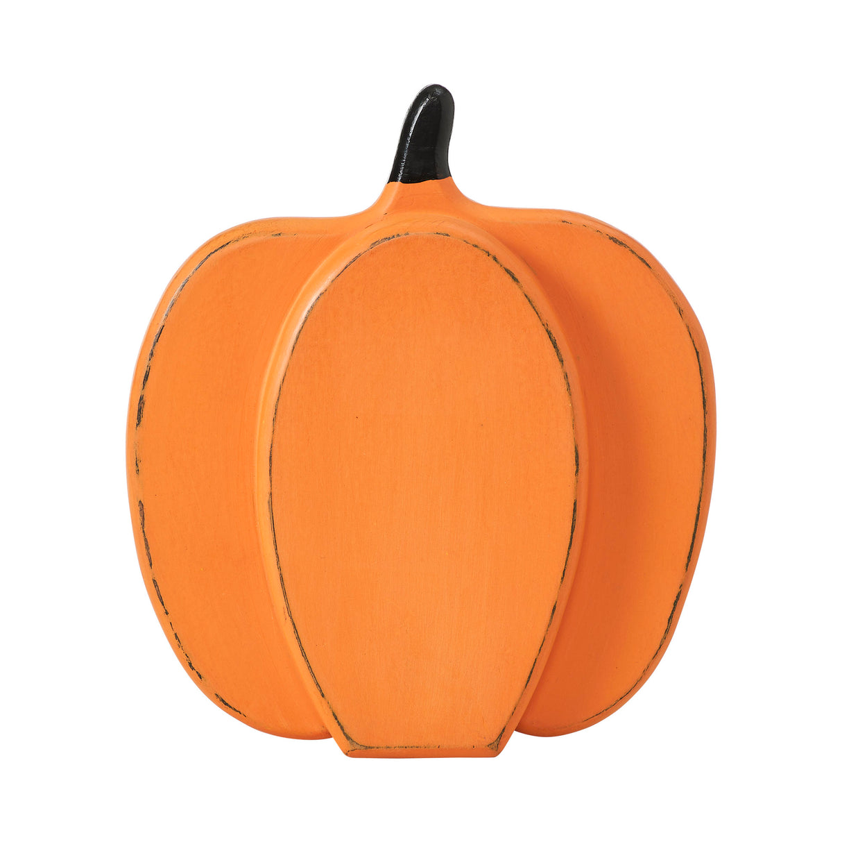 Short Orange Wooden Pumpkin 9x8x2