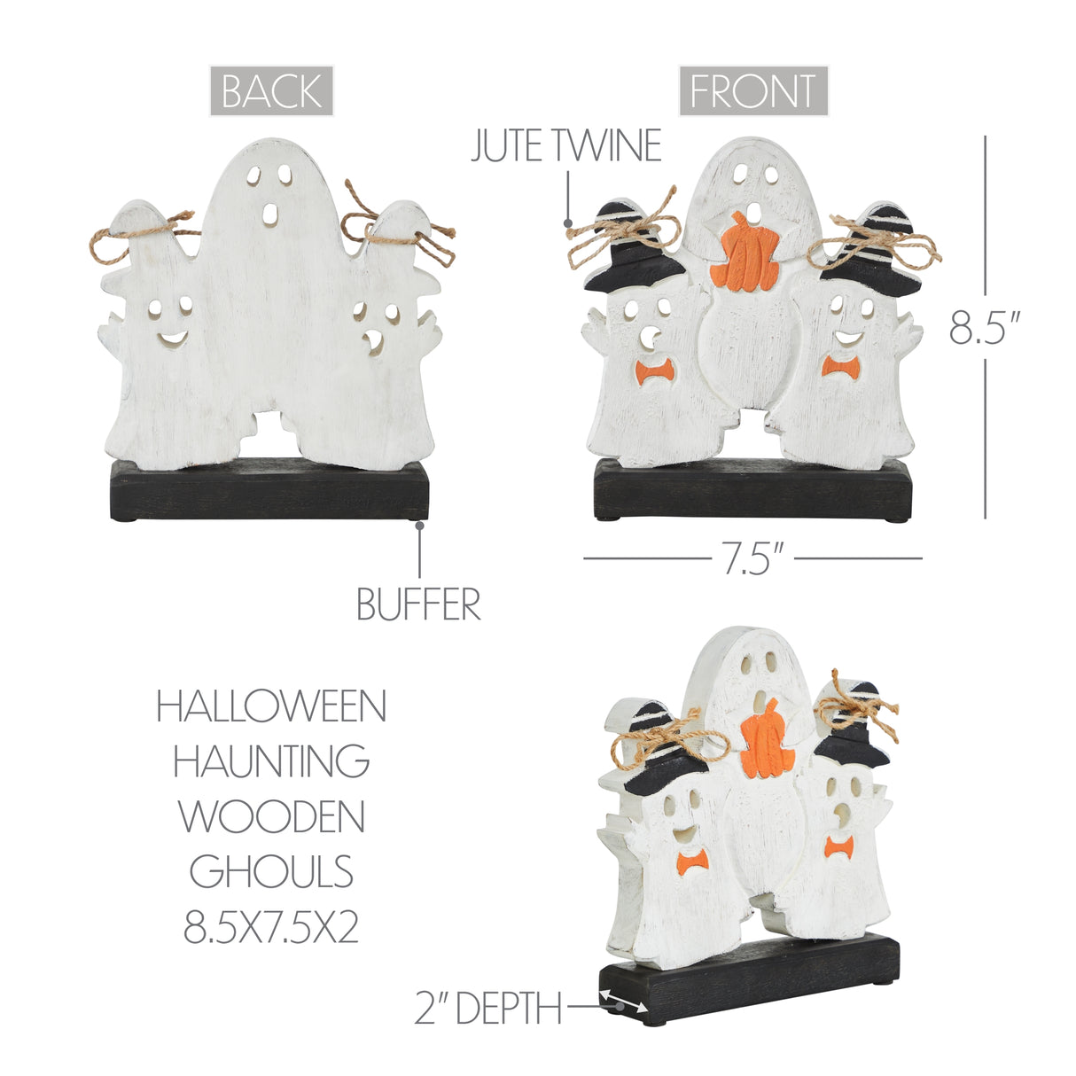 Halloween Haunting Wooden Ghouls 8.5x7.5x2