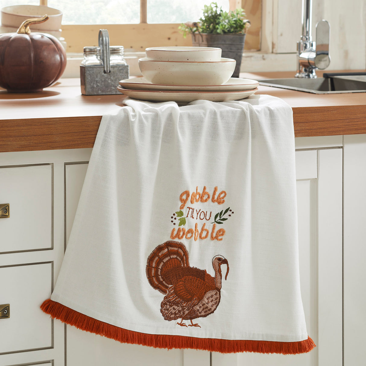 Gobble Til You Wobble Tea Towel 19x28