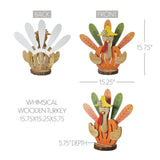 Whimsical Wooden Turkey 15.75x15.25x5.75