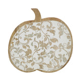 White Wash Wooden Carved Vine Pumpkin 14x14x1.5