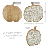 White Wash Wooden Carved Vine Pumpkin 14x14x1.5