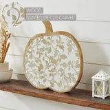 White Wash Wooden Carved Vine Pumpkin 14x14x1.5