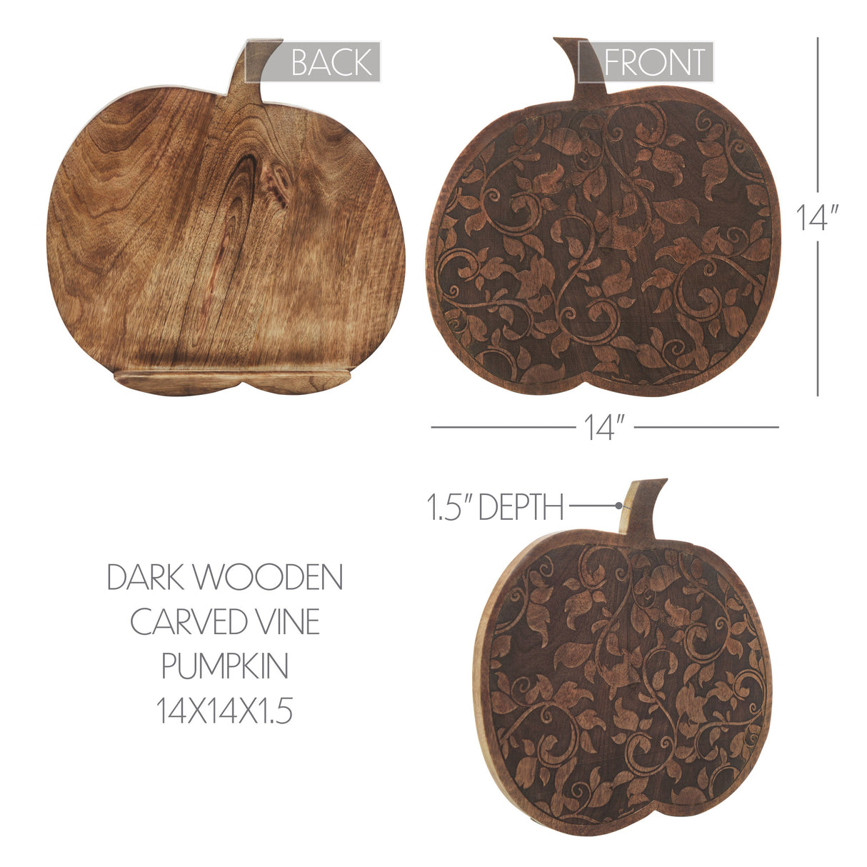 Wooden Carved Vine Pumpkin 14x14x1.5