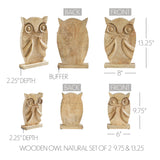 Wooden Owl Natural Set of 2 - 9.75 and 13.25 inch