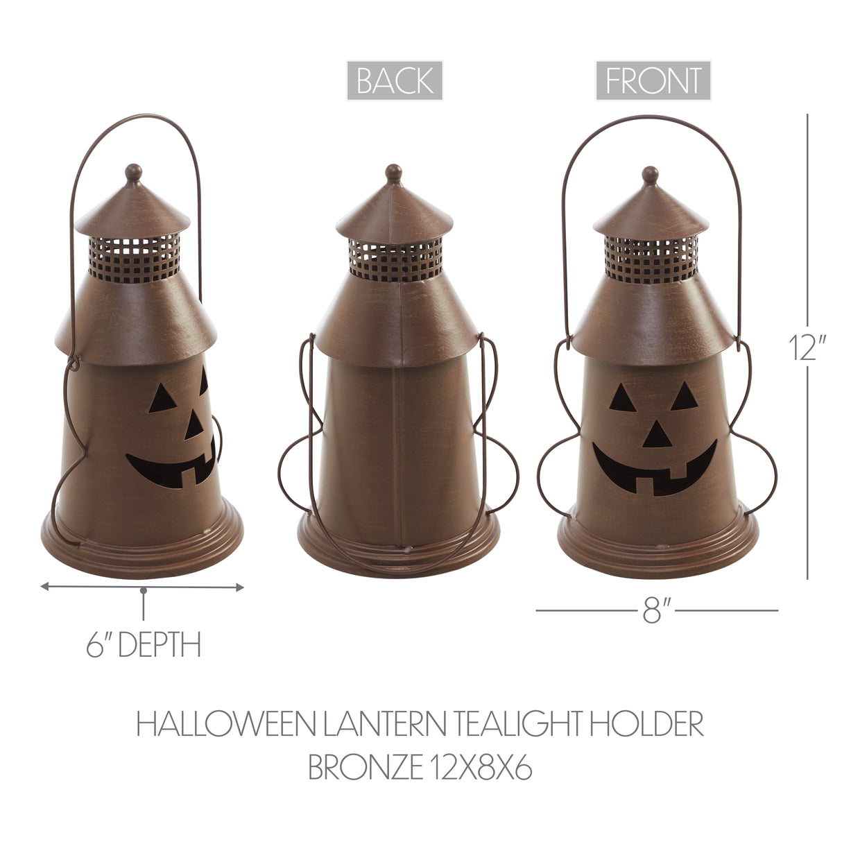 Halloween Lantern Tealight Holder Bronze 12x8x6
