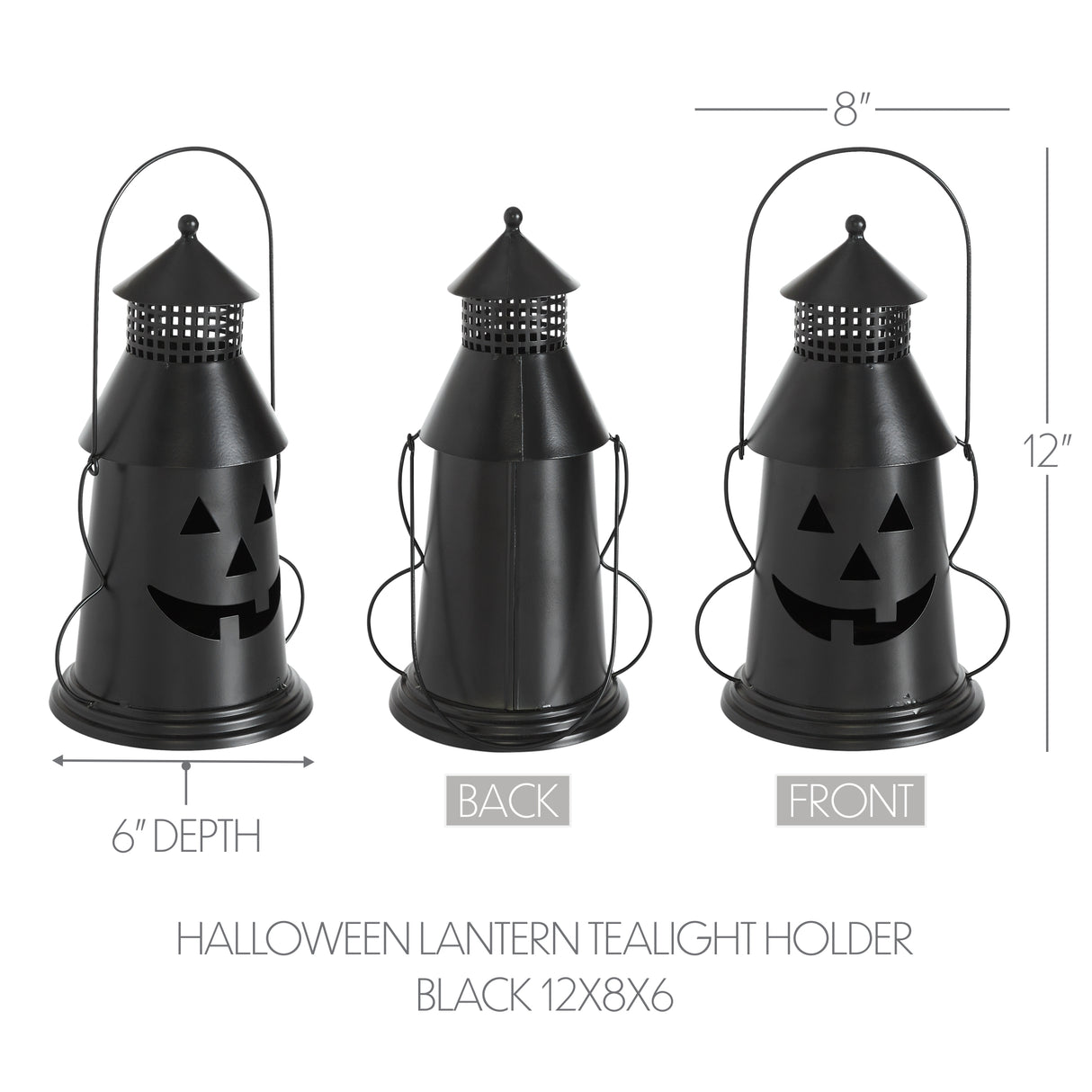 Halloween Lantern Tealight Holder Black 12x8x6