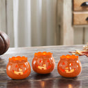 Jack-O-Lantern Candle Holder Set of 3 - 3x3.5x3.5