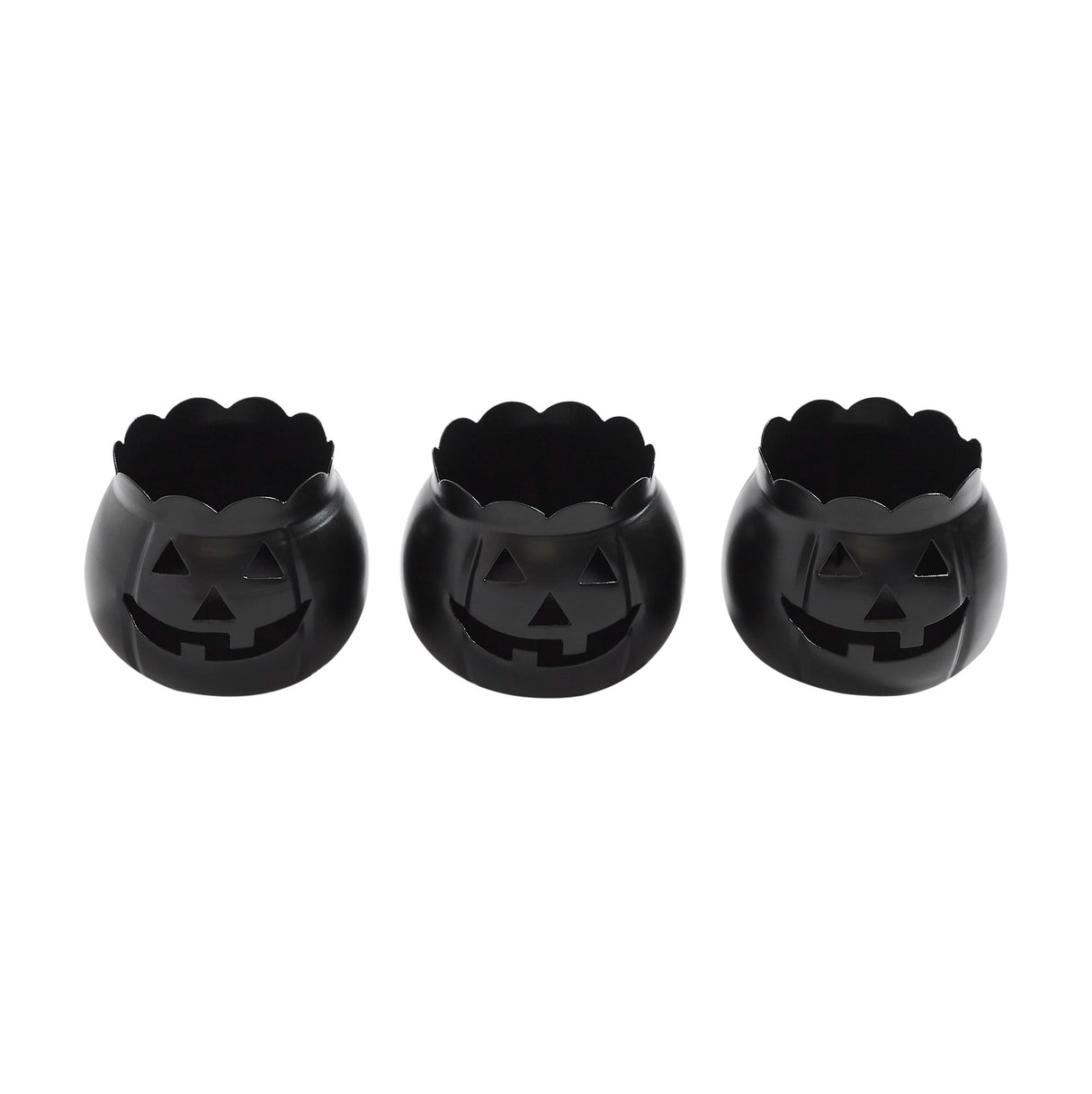 Jack-O-Lantern Candle Holder Black Set of 3 - 3x3.5x3.5