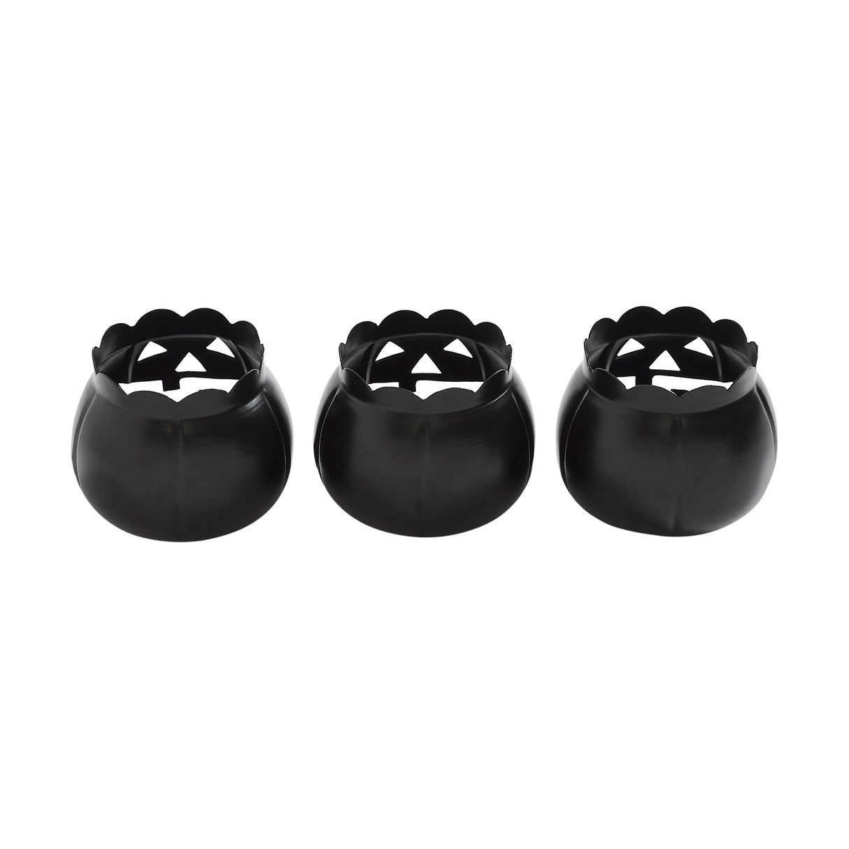 Jack-O-Lantern Candle Holder Black Set of 3 - 3x3.5x3.5