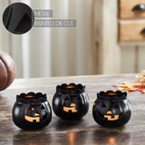 Jack-O-Lantern Candle Holder Black Set of 3 - 3x3.5x3.5