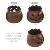 Jack-O-Lantern Candle Holder Set of 3 - 3x3.5x3.5