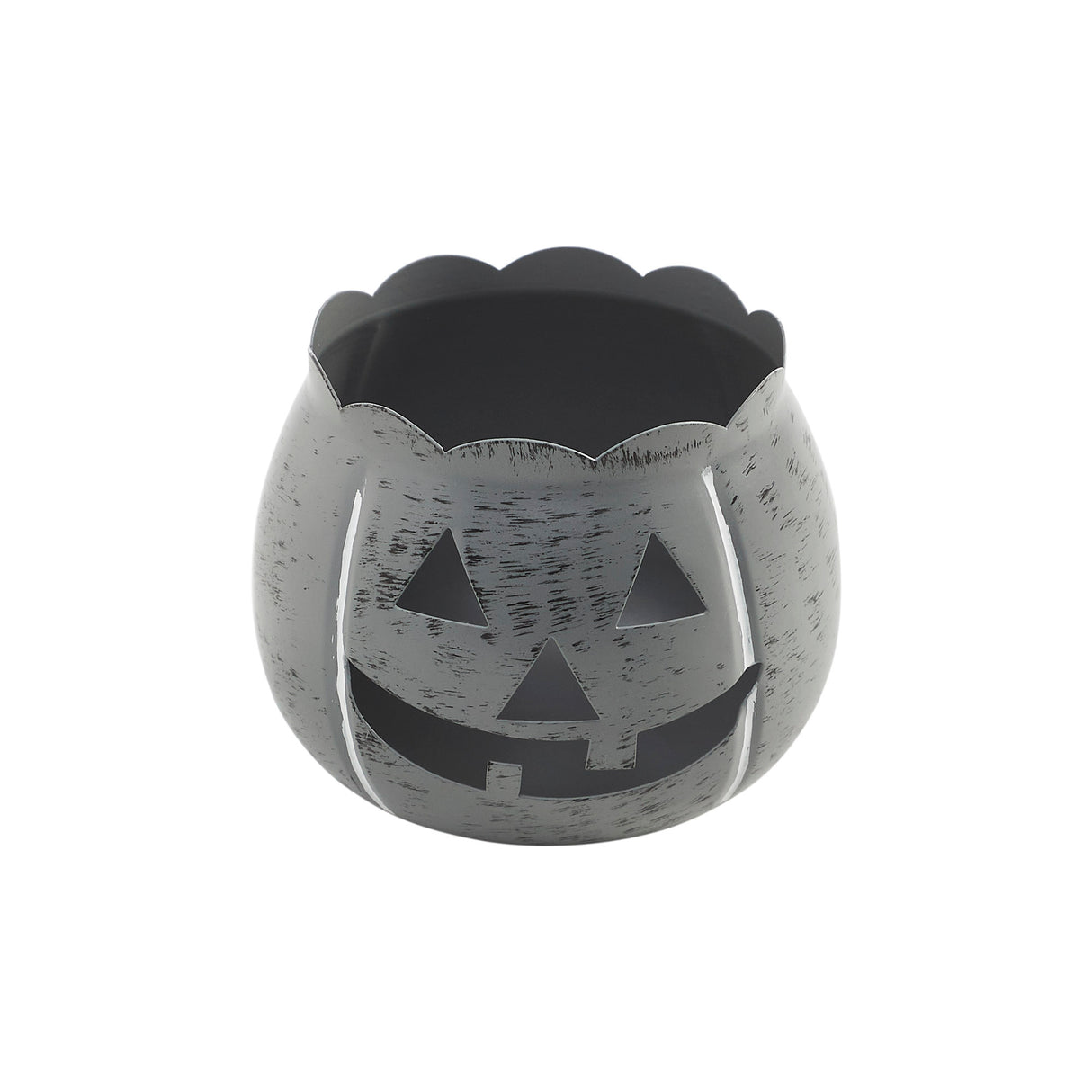 Jack-O-Lantern Candle Holder Antique Grey 4.25x5.25x5.25