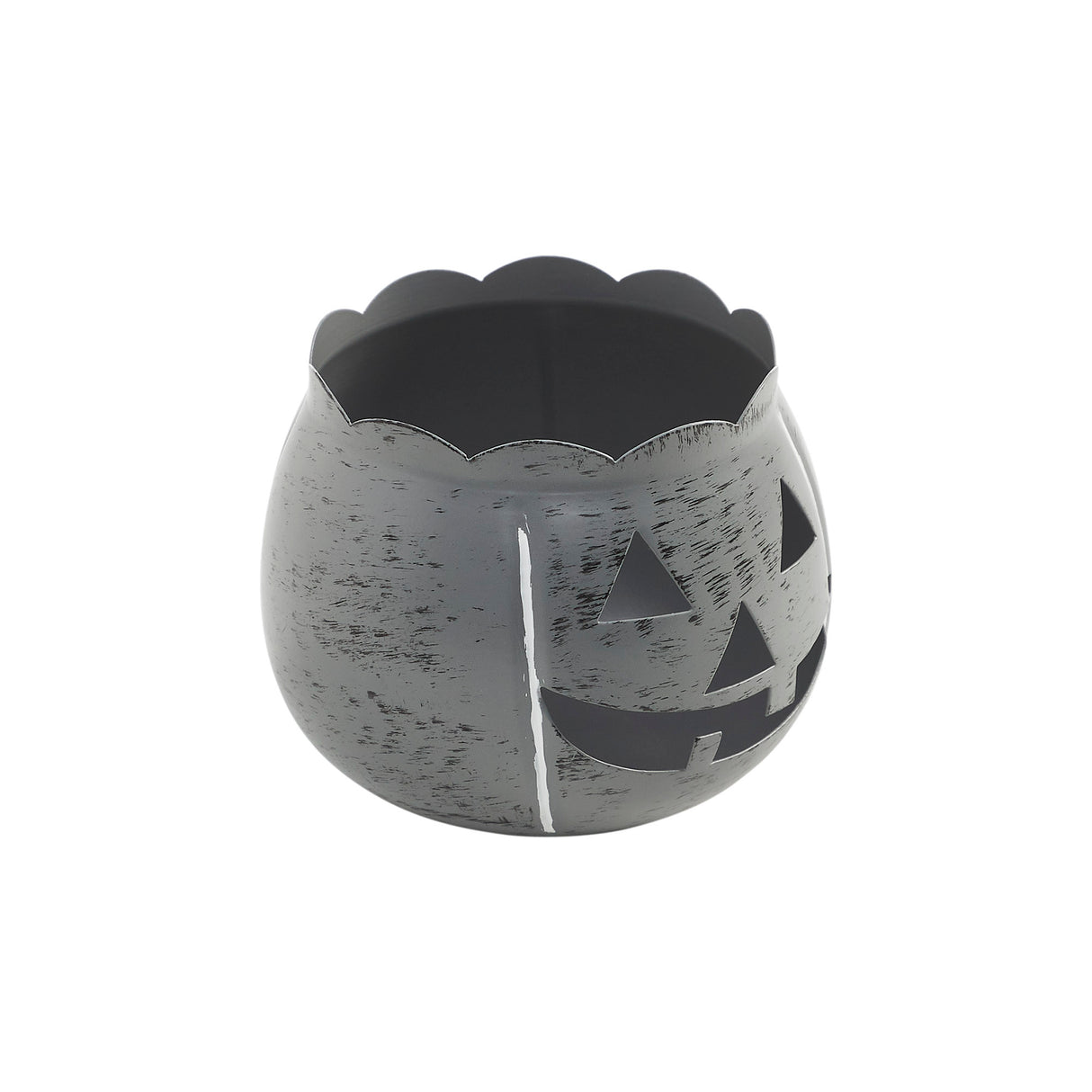 Jack-O-Lantern Candle Holder Antique Grey 4.25x5.25x5.25