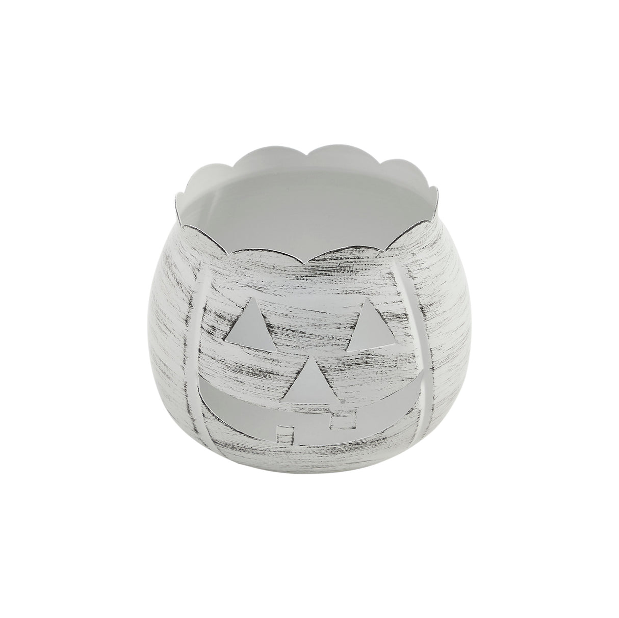 Jack-O-Lantern Candle Holder Antique White 4.25x5.25x5.25