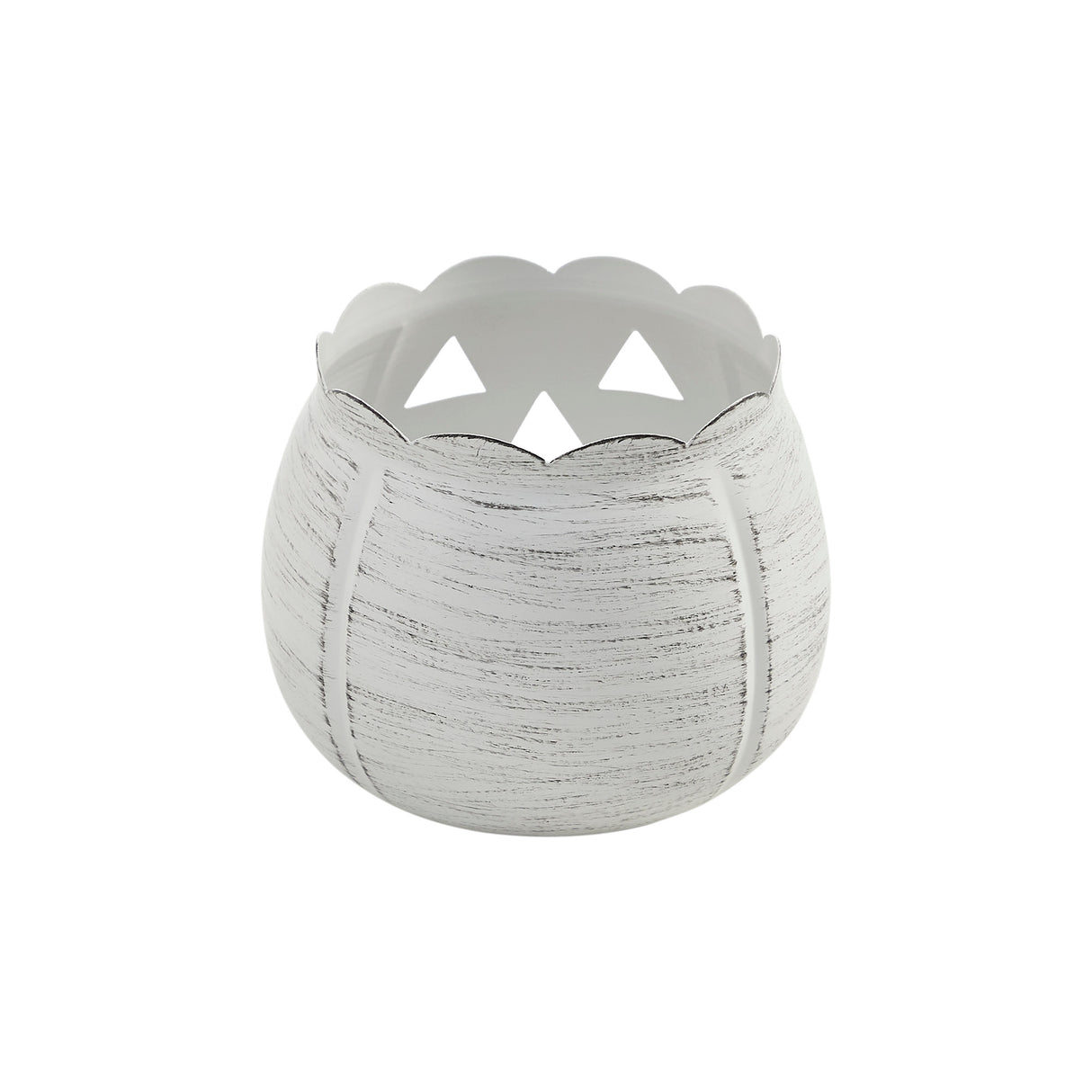 Jack-O-Lantern Candle Holder Antique White 4.25x5.25x5.25