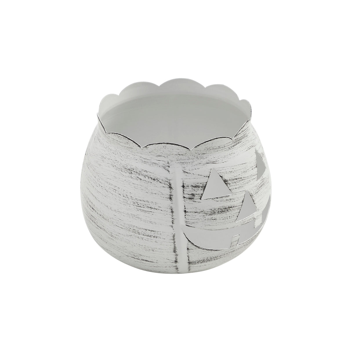Jack-O-Lantern Candle Holder Antique White 4.25x5.25x5.25