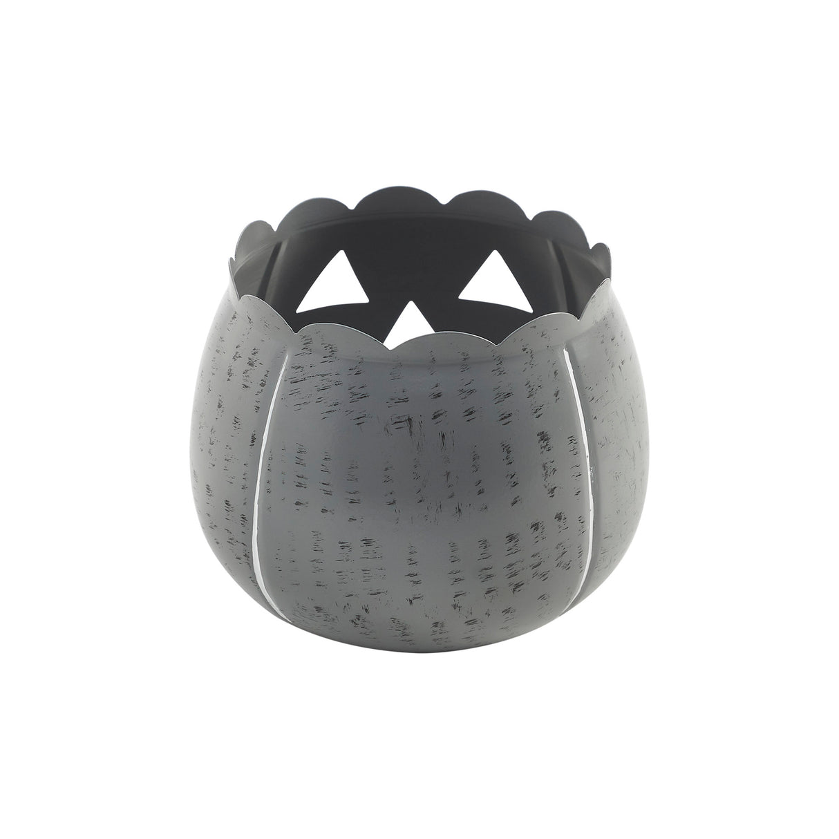 Jack-O-Lantern Candle Holder Antique Grey 6.25x7.5x7.5