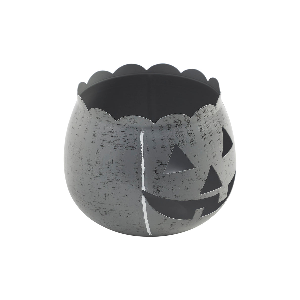 Jack-O-Lantern Candle Holder Antique Grey 6.25x7.5x7.5