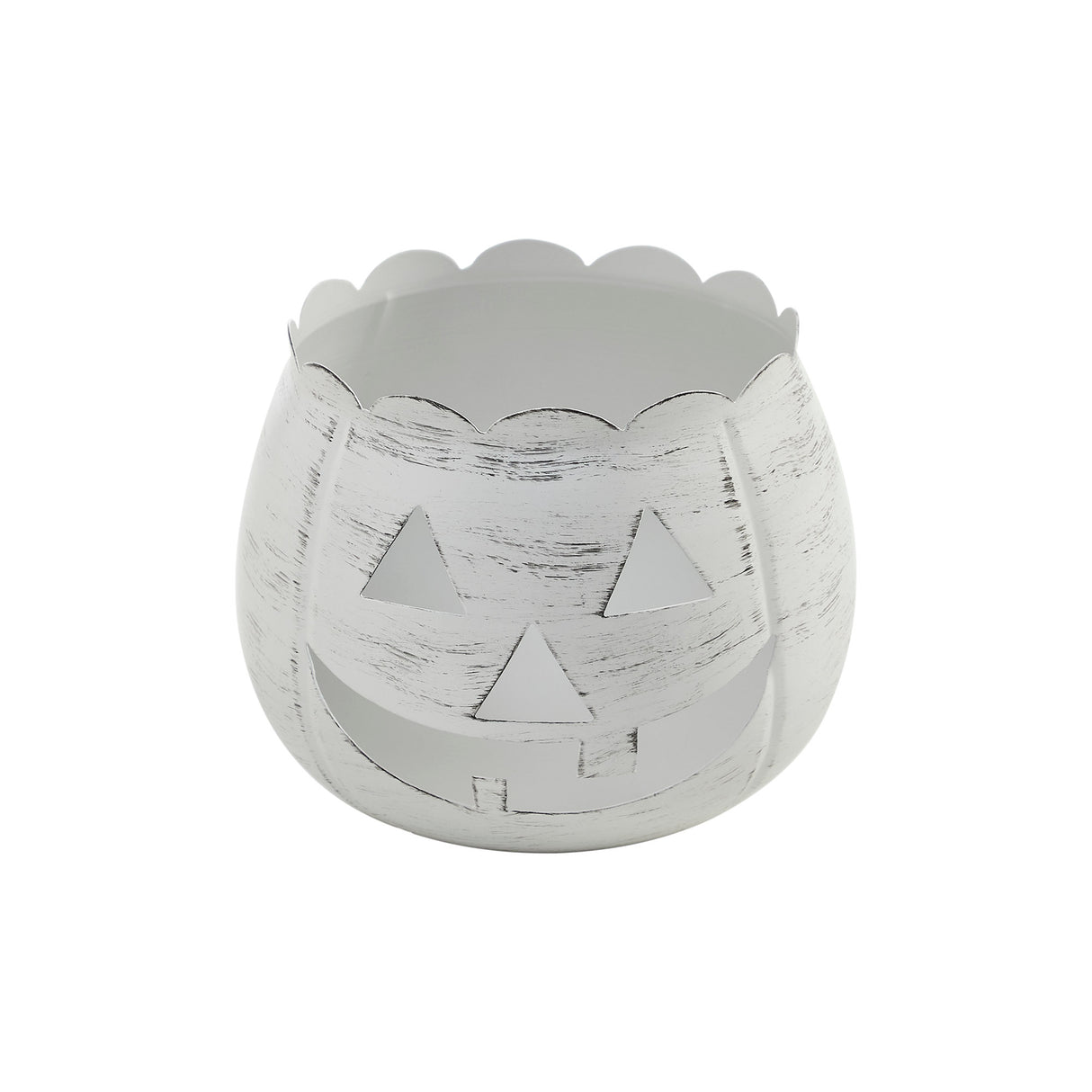 Jack-O-Lantern Candle Holder Antique White 6.25x7.5x7.5