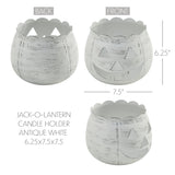 Jack-O-Lantern Candle Holder Antique White 6.25x7.5x7.5