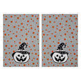 Witchy Pumpkins Striped Tea Towel Set of 2 19x28