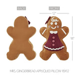 Mrs. Gingerbread Appliqued Pillow 18x12
