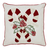 Candy Cane & Holly Pillow 18x18