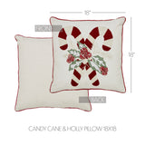 Candy Cane & Holly Pillow 18x18