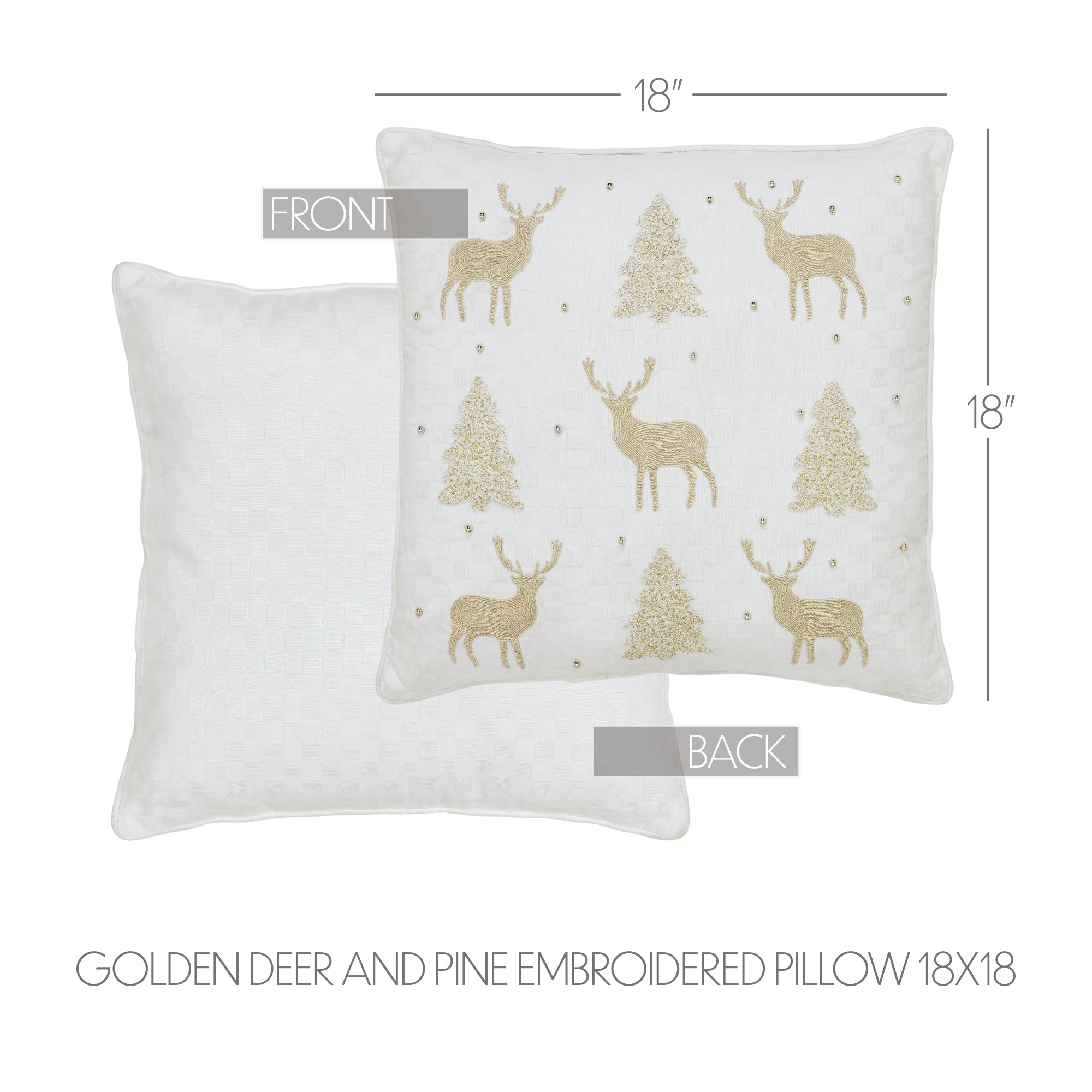 Golden Deer and Pine Embroidered Pillow - Thumbnail 5