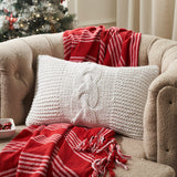 Cable Knit Sweater Pillow White 12x20