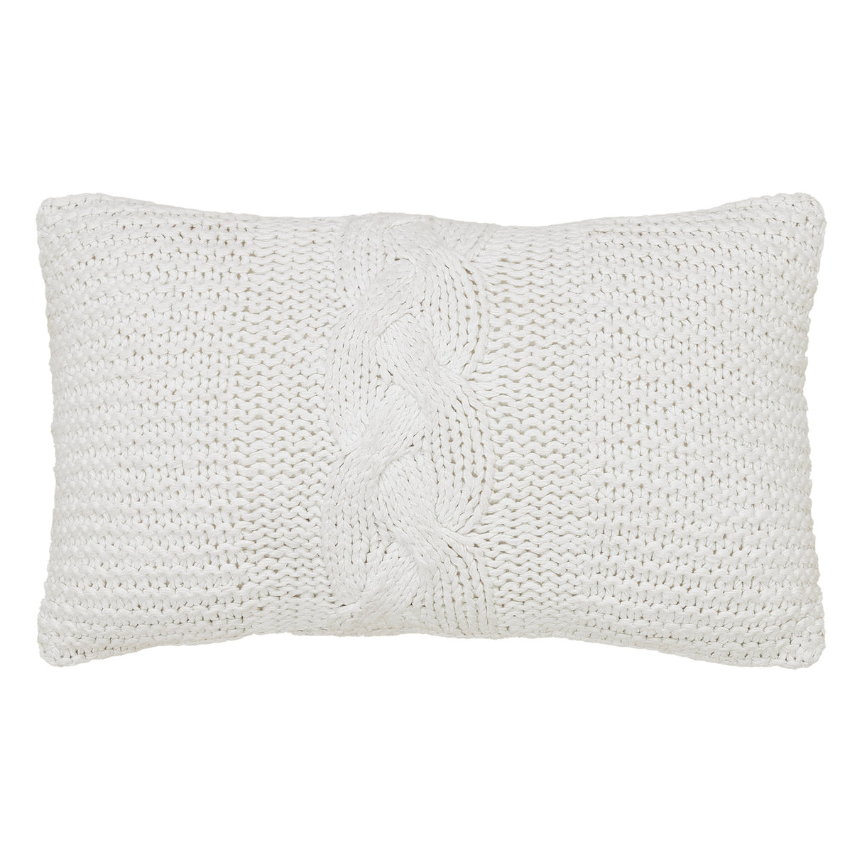 Cable Knit Sweater Pillow White 12x20