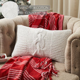 Cable Knit Sweater Pillow White 12x20