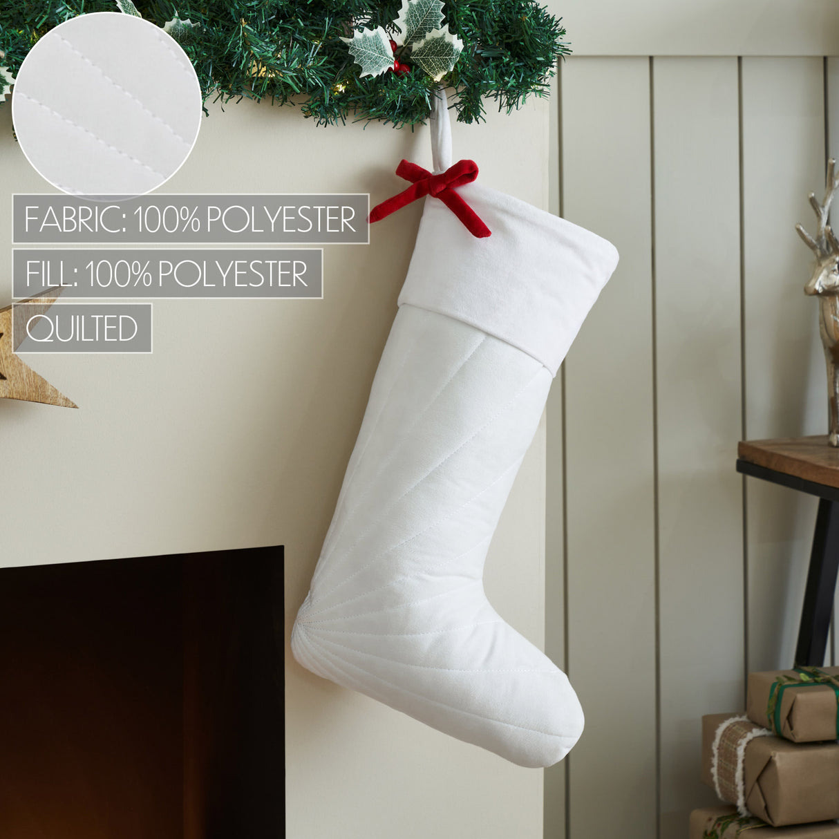 Quilted Velvet Stocking with Bow