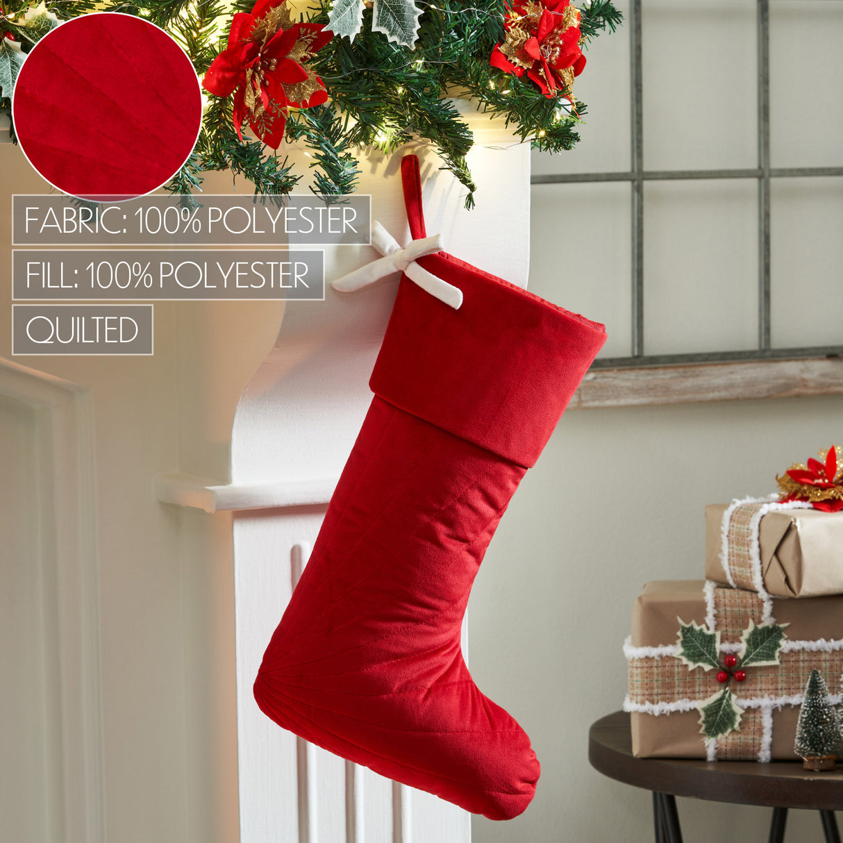 Quilted Velvet Stocking with Bow