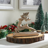 Feathered Finish Wooden Reindeer 7x6.5x2