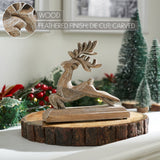 Feathered Finish Wooden Reindeer 7x6.5x2