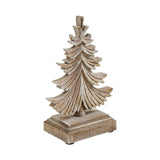 Feathered Finish Winter Pine Wooden Tree 9.75x6.25x3.5