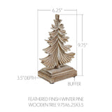 Feathered Finish Winter Pine Wooden Tree 9.75x6.25x3.5
