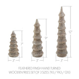 Feathered Finish Hand Turned Wooden Trees Set of 3 - 7/9/12 inch