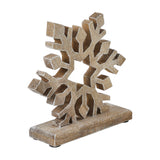 Feathered Finish Wooden Snowflake Natural 7.5x8x2.5