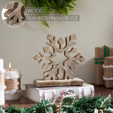 Feathered Finish Wooden Snowflake Natural 7.5x8x2.5