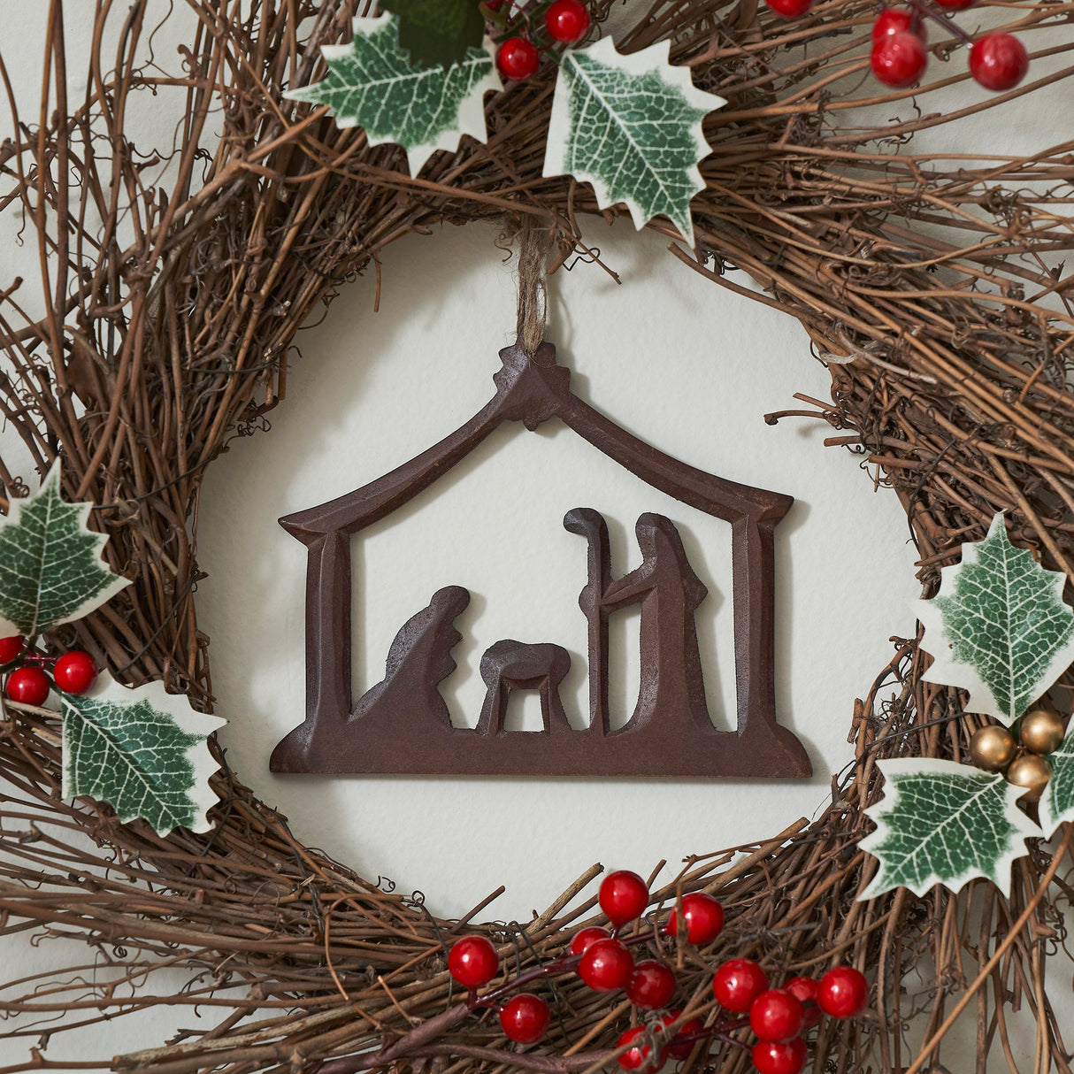 Nativity Ornament Feathered Finish